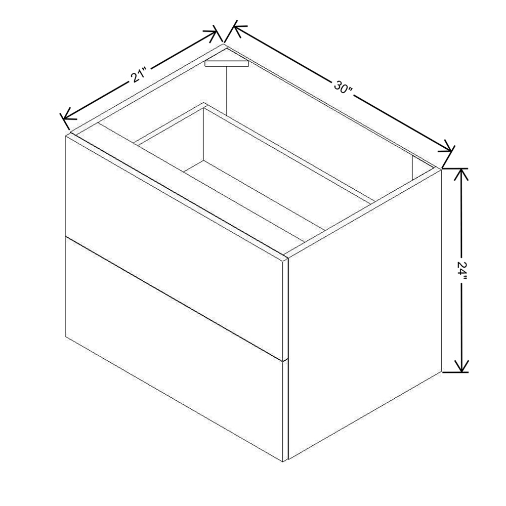 Modernform Cabinet Matte White 30" W X 24" H X 21" D Vanity Floating Drawers Cabinet